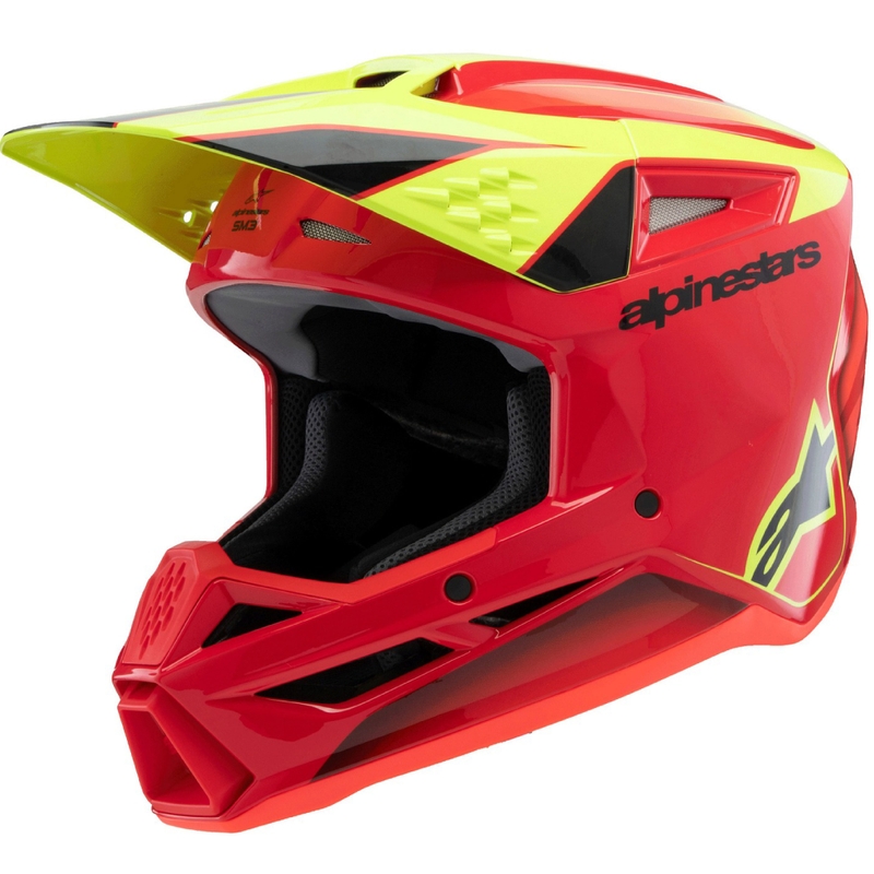 Vaikiškas motokroso šalmas Alpinestars S-M3 FRAY raudona-fluo geltona-juoda