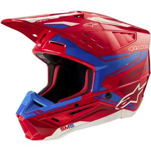 Alpinestars S-M5 Action 2 fluo raudonai mėlynas motokroso šalmas