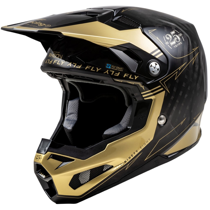 Motokroso šalmas FLY Racing Formula S Carbon juodas-auksinis