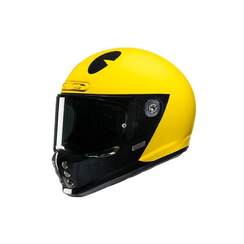 Integruotas motociklininko šalmas HJC V10 Pac-man Bandai Namco geltonas
