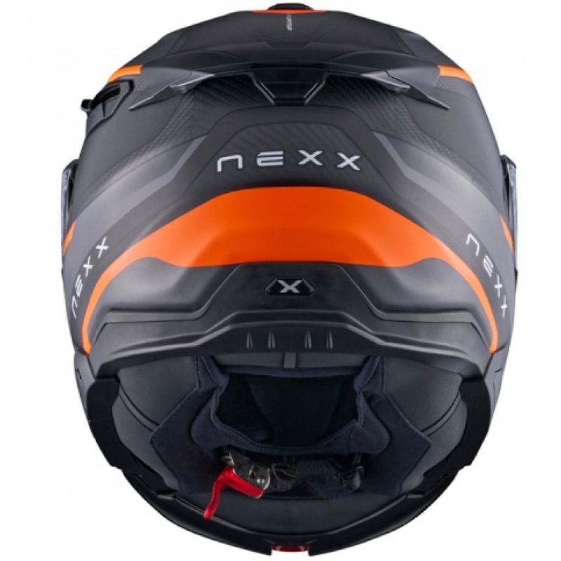 Apverčiamas motociklininko šalmas "Nexx X.Lifetour PRO Mile", matinis, oranžinis, pilkas