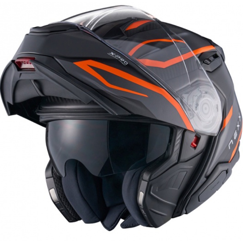 Apverčiamas motociklininko šalmas "Nexx X.Lifetour PRO Mile", matinis, oranžinis, pilkas