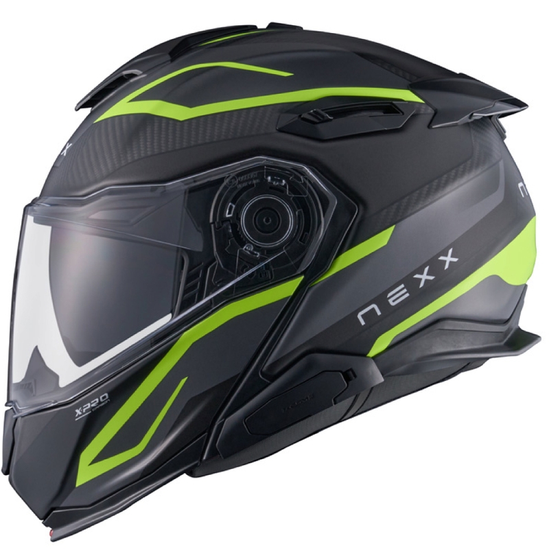 Apverčiamas motociklininko šalmas Nexx X.Lifetour PRO Mile matinis pilkas-fluo geltonas išpardavimas