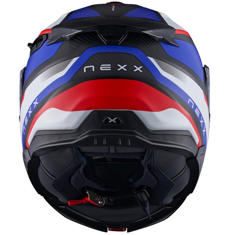 Nexx X.Lifetour PRO Mile motociklininko šalmas matinis mėlynai raudonas išpardavimas
