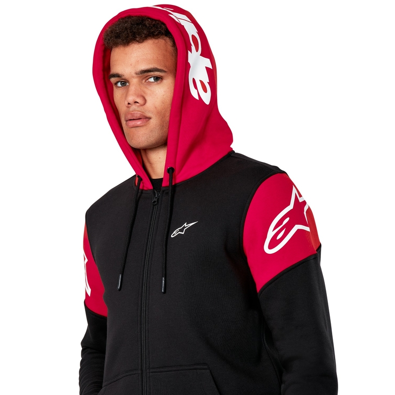 Mikina Alpinestars Velocity Hoodie černo-červená