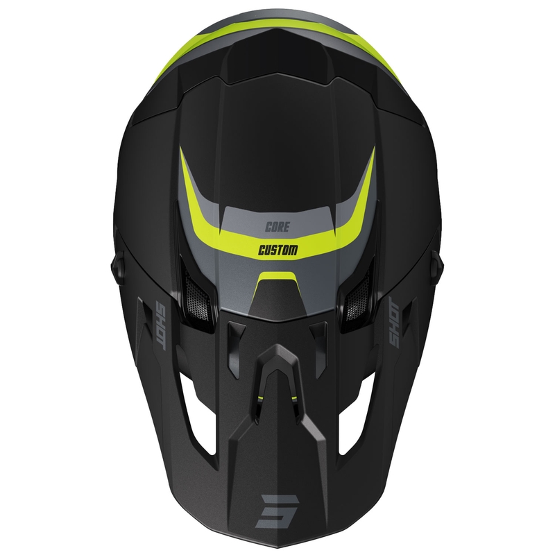 Motokroso šalmas Shot Core Custom juoda-fluo geltona