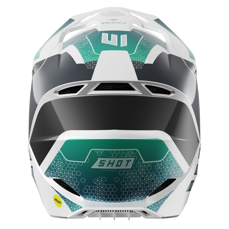 Motokroso šalmas Shot Race Phaser pearl black-turquoise-white