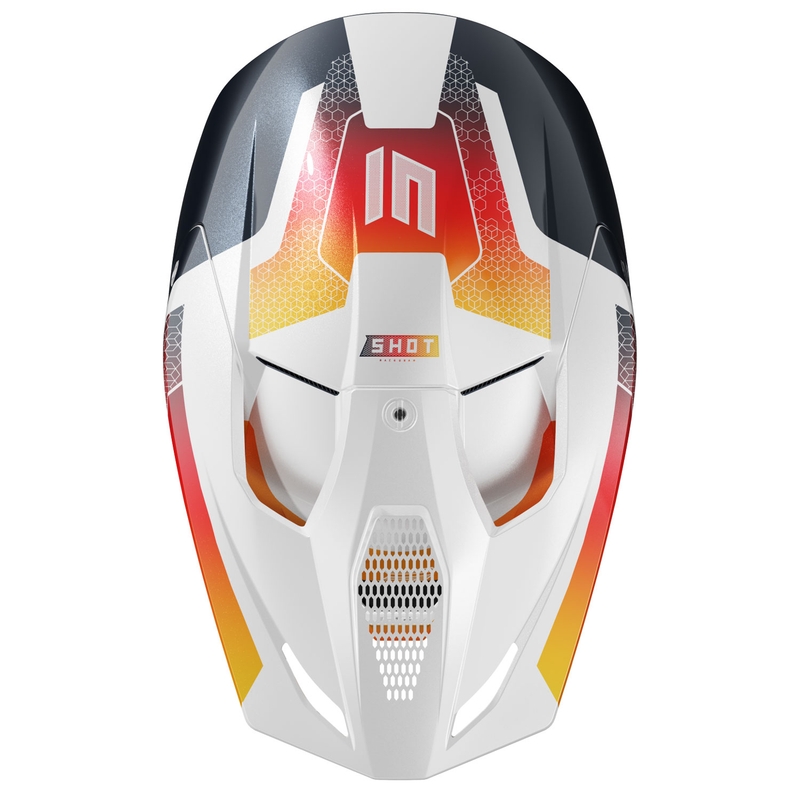 Motokroso šalmas Shot Race Phaser pearl blue-white-orange