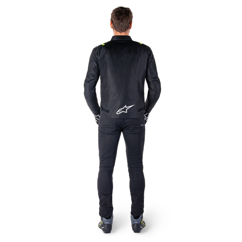"Alpinestars T-SPS 2" neperšlampama juoda, balta ir fluo geltona motociklininko striukė