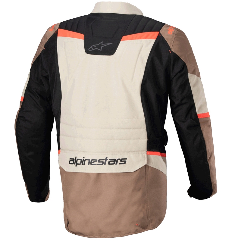 Alpinestars ST-1 neperšlampama chaki, smėlio, juodos ir fluoro raudonos spalvų motociklininko striukė