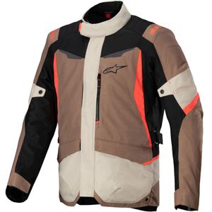 Alpinestars ST-1 neperšlampama chaki, smėlio, juodos ir fluoro raudonos spalvų motociklininko striukė