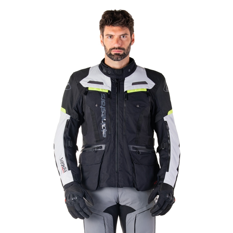 Alpinestars Bogota PRO Drystar juoda-pilka-fluo geltona motociklininko striukė