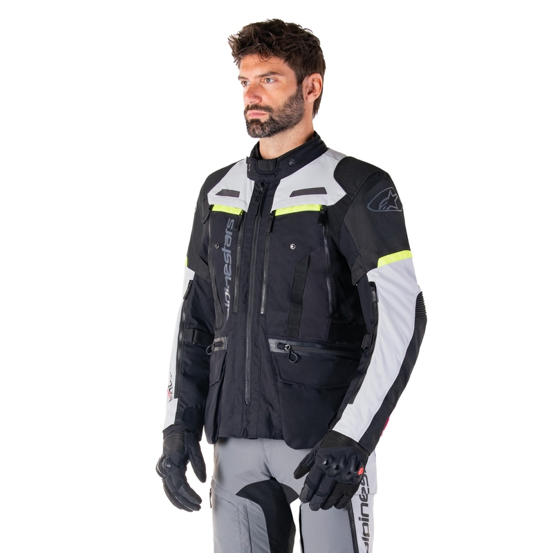 Alpinestars Bogota PRO Drystar juoda-pilka-fluo geltona motociklininko striukė