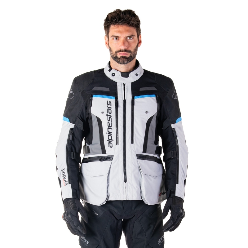 Alpinestars Bogota PRO Drystar pilkai juodai mėlyna motociklininko striukė
