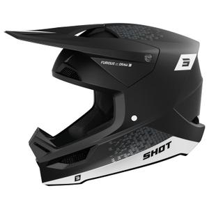 Motokroso šalmas Shot Furious Draw baltai juodas