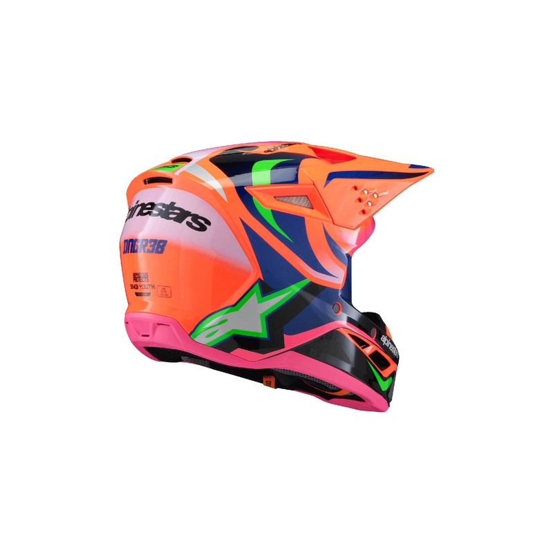 Vaikiškas motokroso šalmas Alpinestars S-M3 HAIDEN DEEGAN fluo orange-purple-pink-green