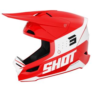 Motokroso šalmas Shot Furious League raudona ir balta spalvos