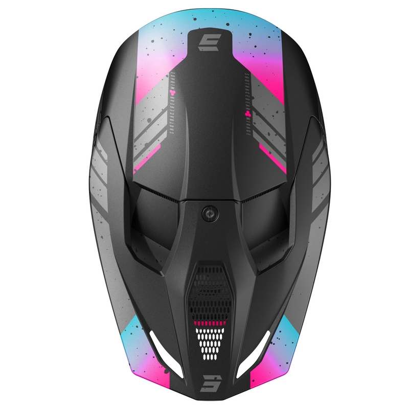 Motokroso šalmas Shot Furious Mirage mėlynai rožinis