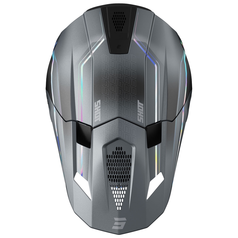 Motokroso šalmas "Shot Lite Challenger pearl grey holographic