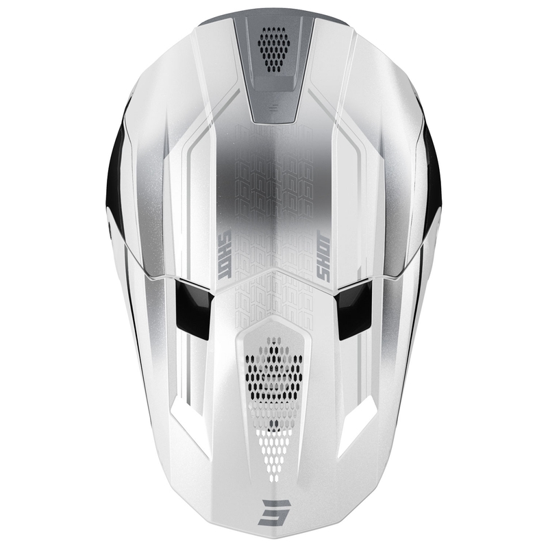 Motokroso šalmas "Shot Lite Challenger pearl" juodai baltas
