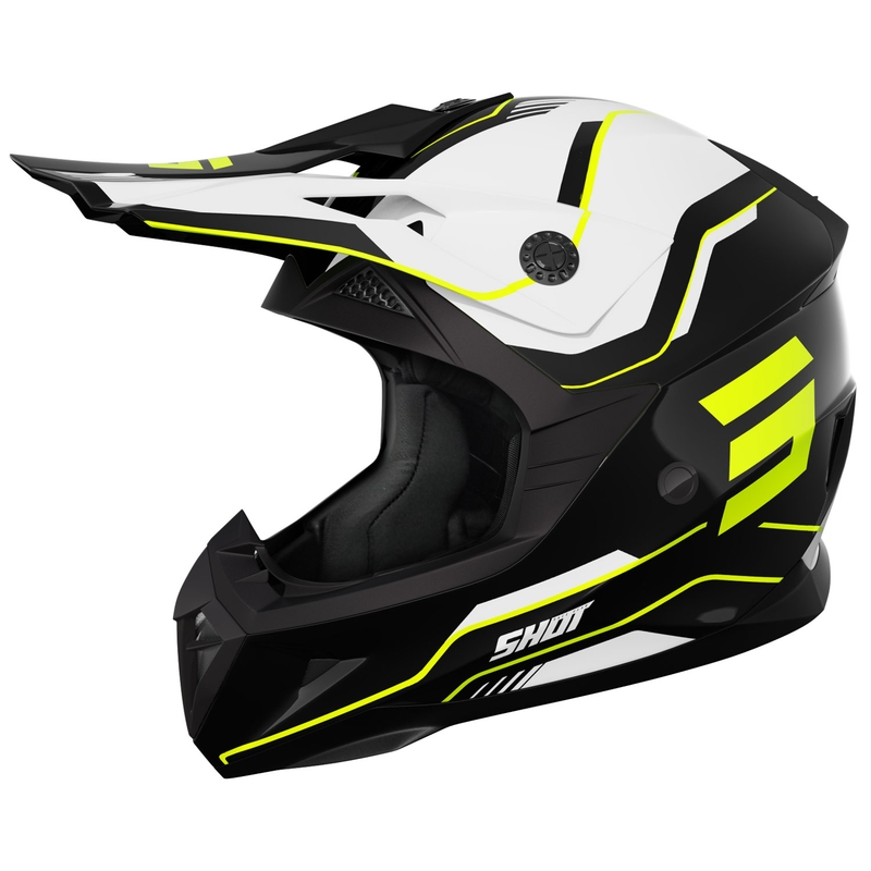 Motokrosová helma Shot Pulse Lines černo-fluo žlutá
