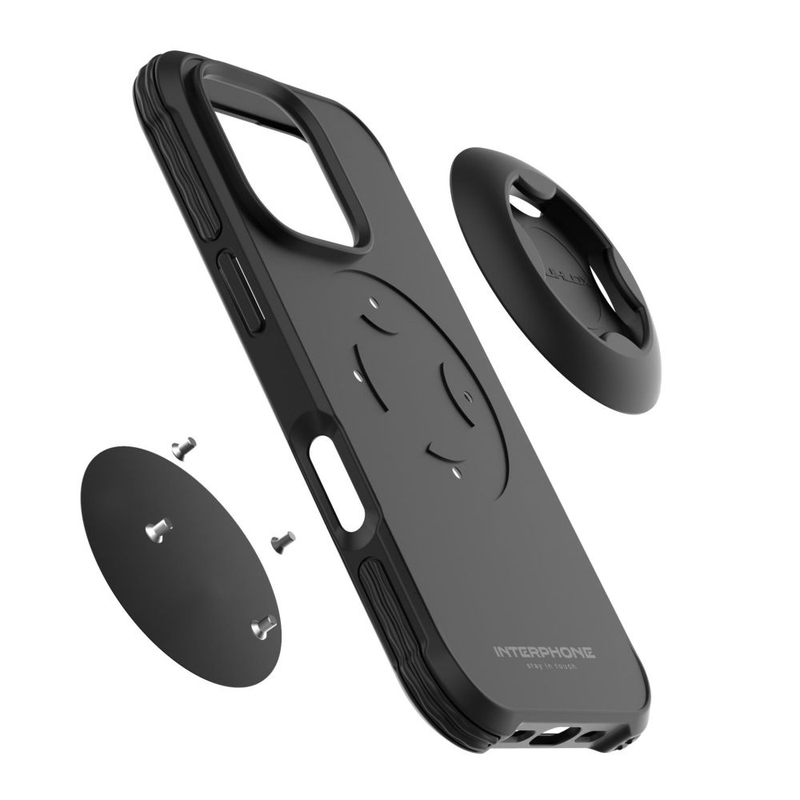 Apsauginis dangtelis "Interphone QUIKLOX Tetraforce", skirtas "Apple iPhone 16 Pro", juodas