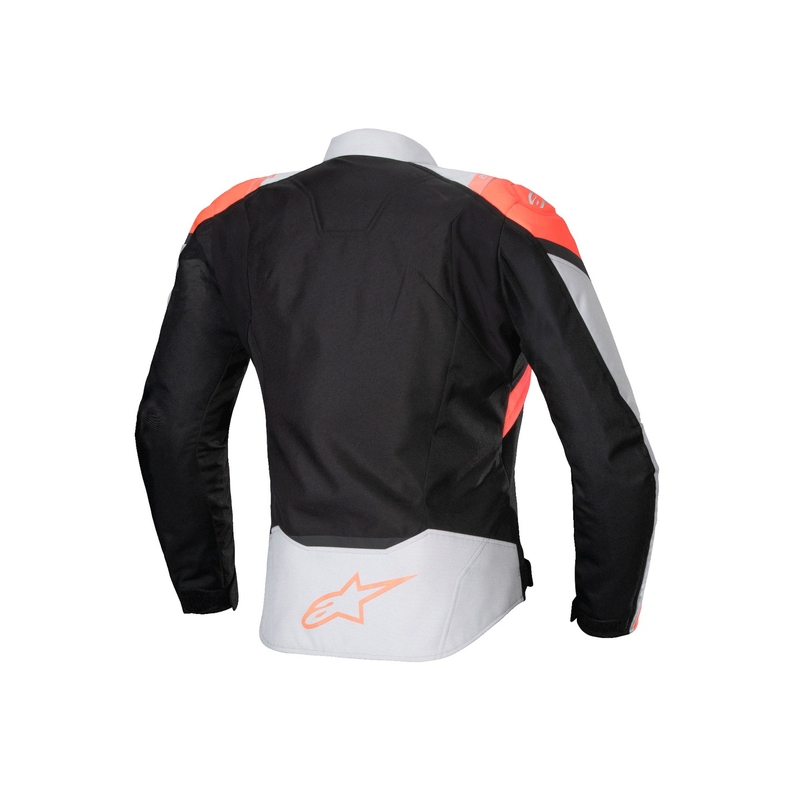 "Alpinestars" moterų "Stella T-Jaws 4" neperšlampama juoda-pilka-fluo raudona motociklininko striukė