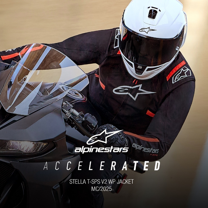 Alpinestars Moterų Stella T-SPS 2 neperšlampama juoda-balta-fluo raudona motociklininko striukė