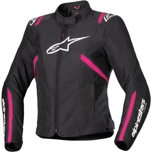 "Alpinestars" moterų "Stella T-SPS 2" vandeniui atspari juoda, balta ir rožinė motociklininko striukė