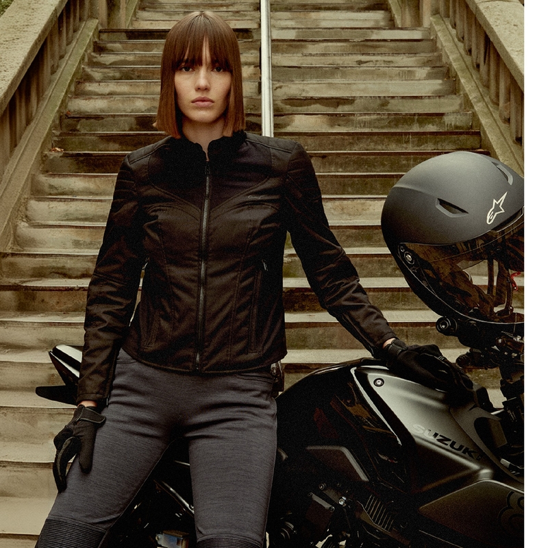 "Alpinestars" moterų "Stella Isla" vandeniui atspari juoda motociklininko striukė