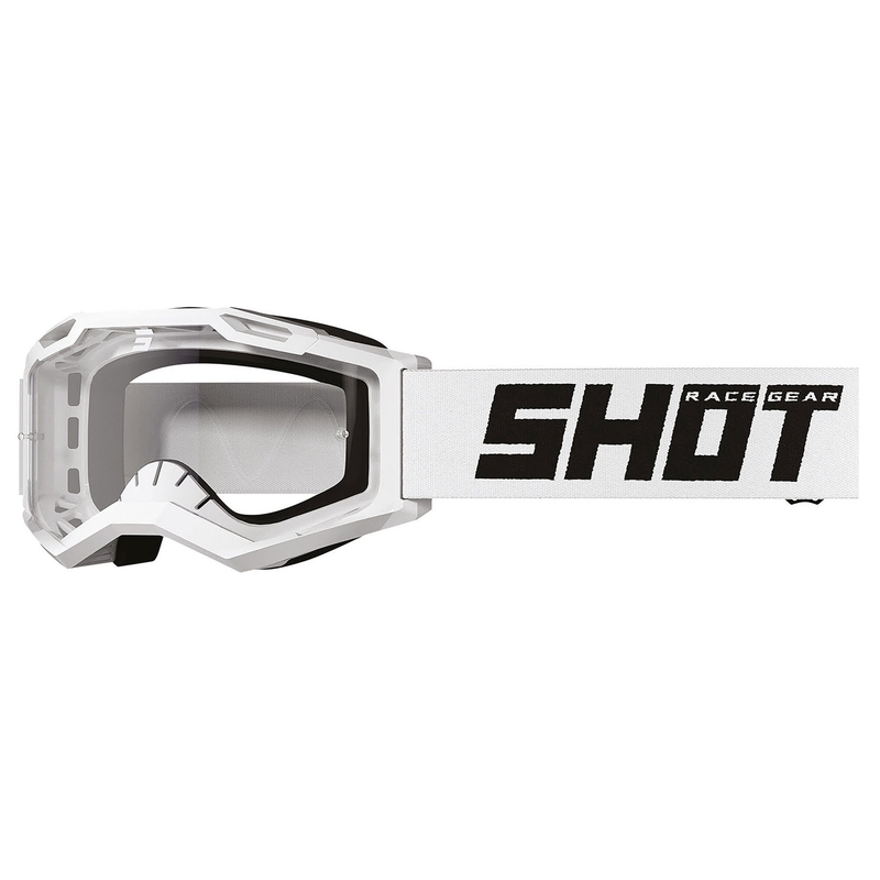 Vaikiški motokroso akiniai Shot Rocket Kid 2.0 vienspalviai balti su skaidriu stiklu