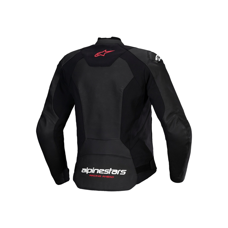 "Alpinestars Stella Faster 3" moteriška odinė motociklininko striukė juoda-balta-fluo raudona