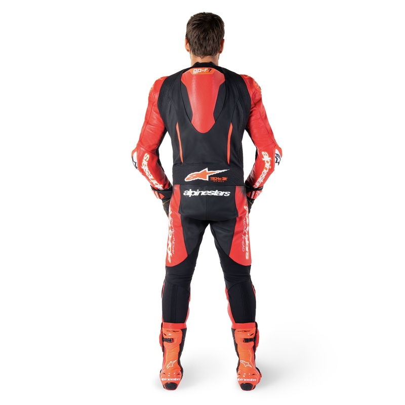 "Alpinestars GP-R7 Tech-Air" paruoštas / suderinamas juodas / raudonas vientisas odinis kostiumas