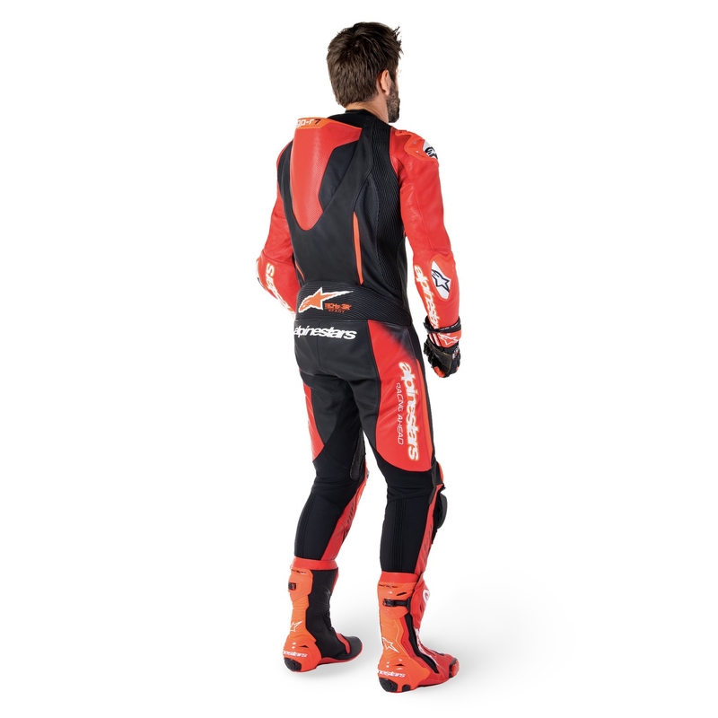 "Alpinestars GP-R7 Tech-Air" paruoštas / suderinamas juodas / raudonas vientisas odinis kostiumas