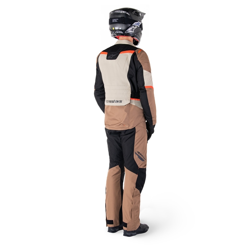 Alpinestars ST-1 Vandeniui atsparios chaki, smėlio, juodos ir fluoro raudonos spalvos motociklininko kelnės
