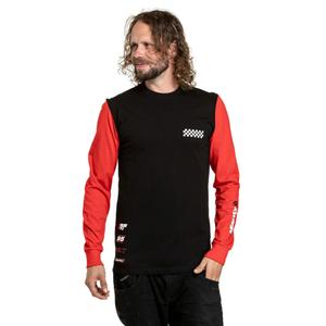 Marškinėliai ilgomis rankovėmis Meatfly Appex juoda-raudona