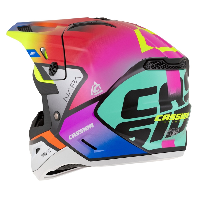 "Cassida Cross Cup 2 Napa Pearl Multicolor" vaikiškas motociklininko šalmas