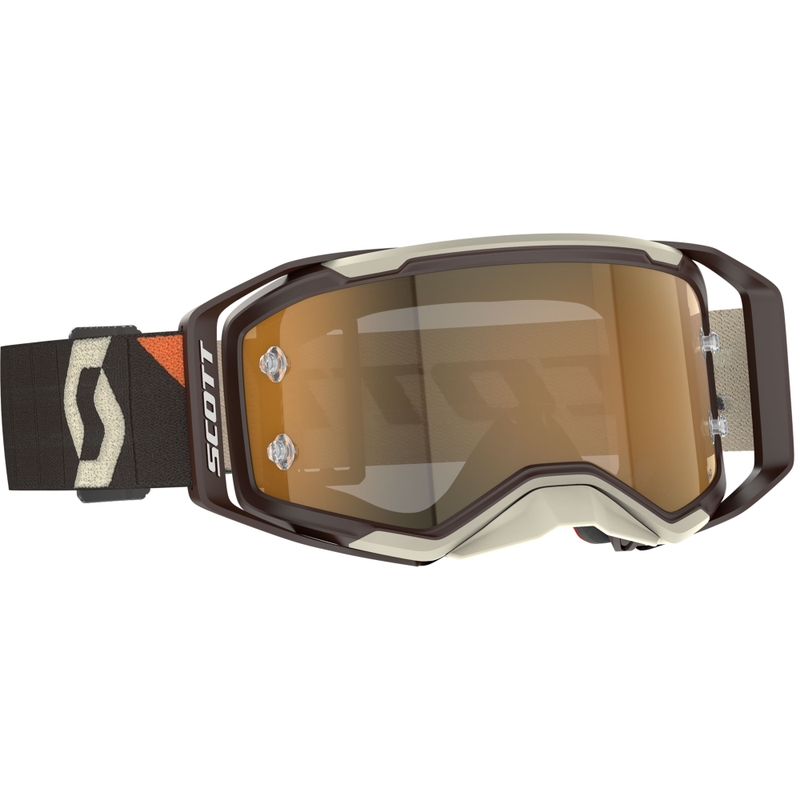 Motokroso akiniai SCOTT Prospect 2.0 AMP tamsiai rudi smėlio spalvos su auksiniu stiklu išpardavimas