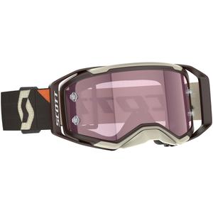 Motokroso akiniai SCOTT Prospect 2.0 AMP tamsiai rudi-smėlio spalvos su rausvu plexi