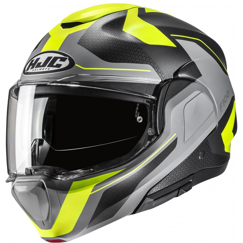 HJC F100 Bios MC3HSF fluo geltonai pilkas sulankstomas motociklininko šalmas