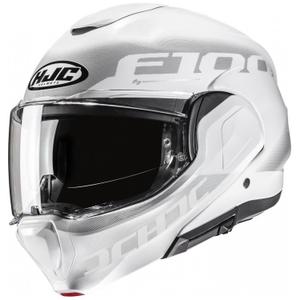 Atverčiamas motociklininko šalmas HJC F100 Hetal MC10 baltai pilkas