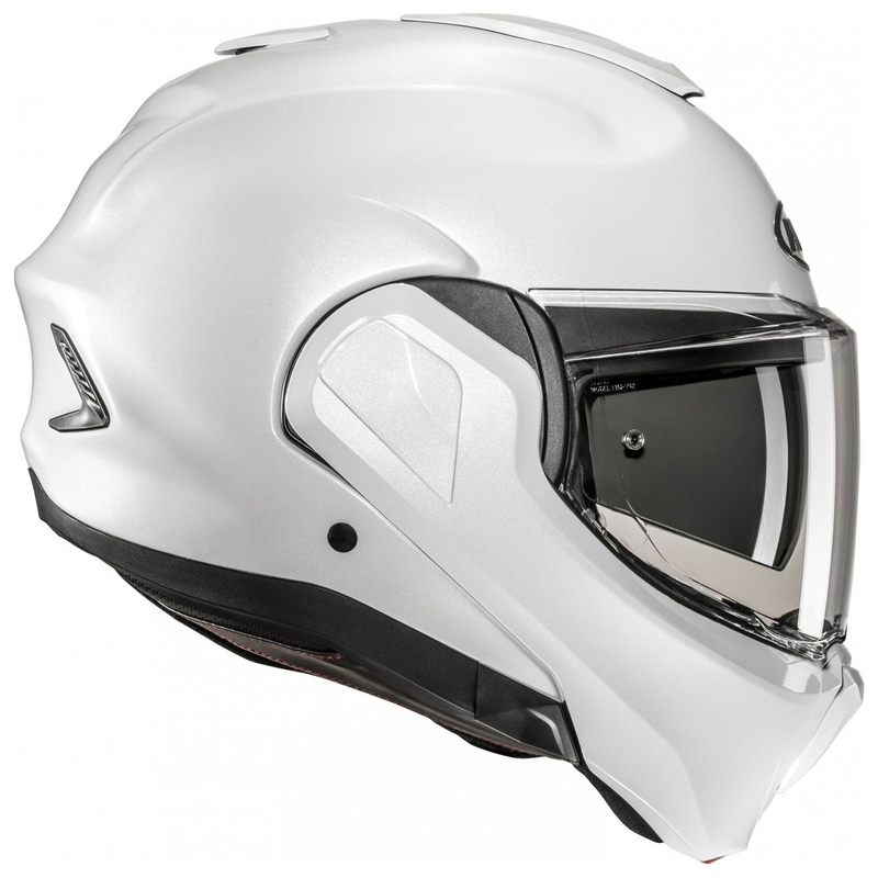 HJC F100 Solid pearl white apverčiamas motociklininko šalmas