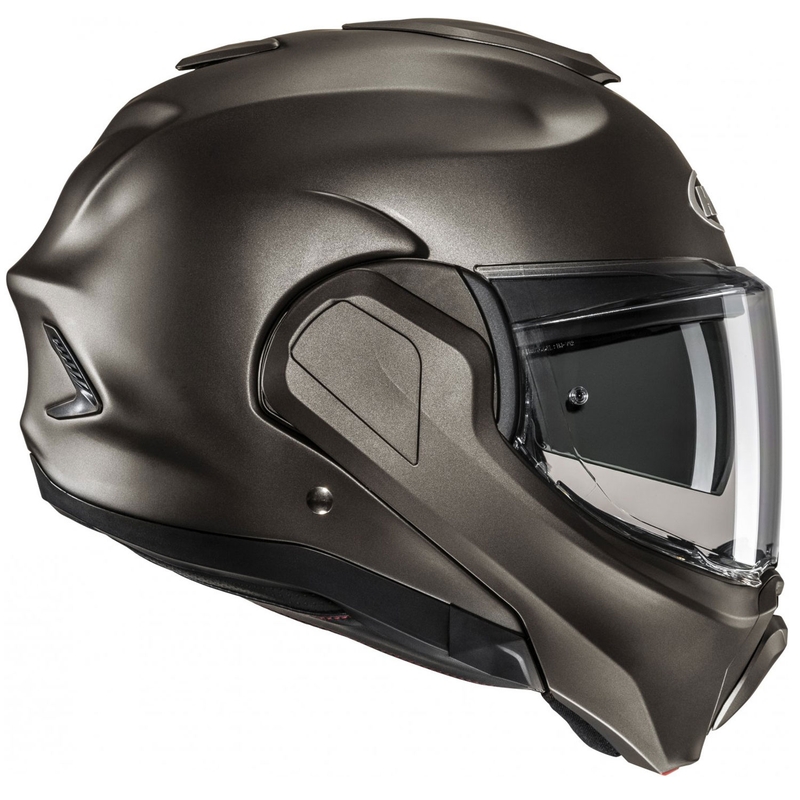 HJC F100 Solid Semi Black-Titanium sulankstomas motociklininko šalmas