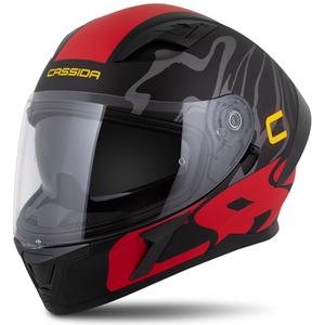 Integruotas šalmas Cassida Orbit Multivers matinis juodas-raudonas-pilkas-geltonas