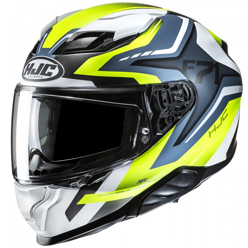 Integruotas motociklininko šalmas HJC F71 Fes MC3HSF baltai-fluo geltonas