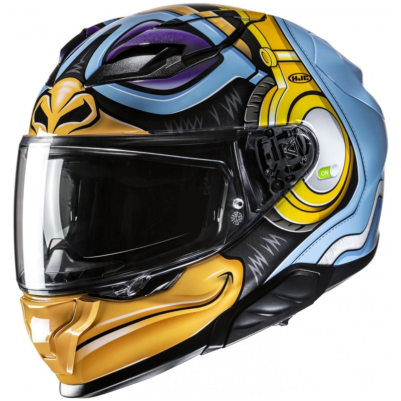 Integruotas motociklininko šalmas HJC F71 Monkey DJ MC23 mėlynai geltonas