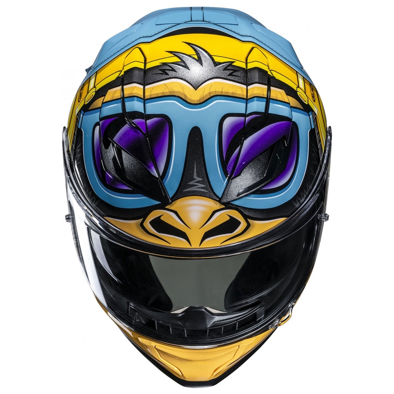 Integruotas motociklininko šalmas HJC F71 Monkey DJ MC23 mėlynai geltonas
