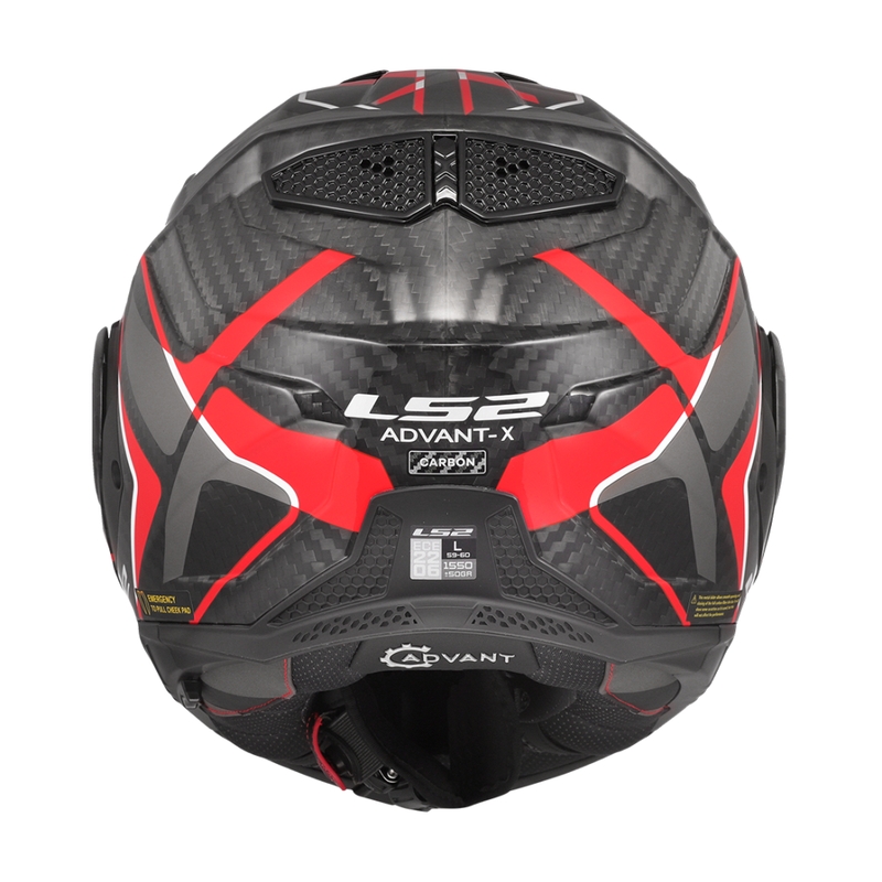 LS2 FF901 Advant X C Future II juodai raudonas sulankstomas motociklininko šalmas