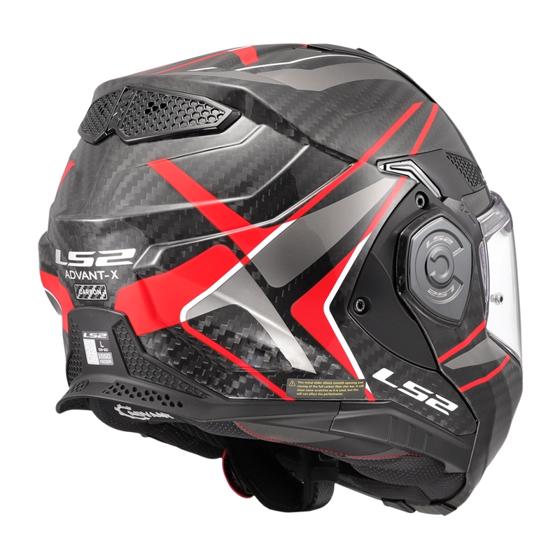 LS2 FF901 Advant X C Future II juodai raudonas sulankstomas motociklininko šalmas