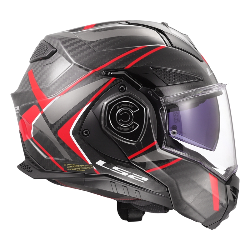 LS2 FF901 Advant X C Future II juodai raudonas sulankstomas motociklininko šalmas